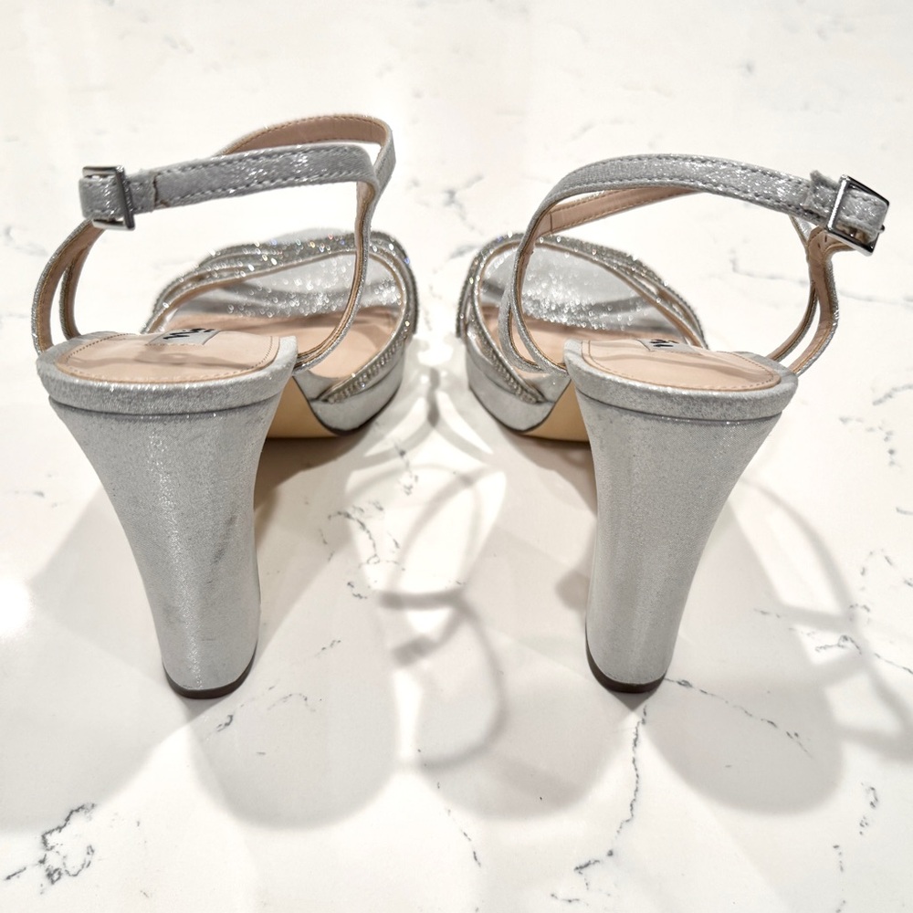Nina Women's Saralyn Silver Platform Block Evening Sandals NWOT - Picture 7 of 14